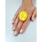 Big Statement Yellow Ring, Large Glass Oval Ring, 